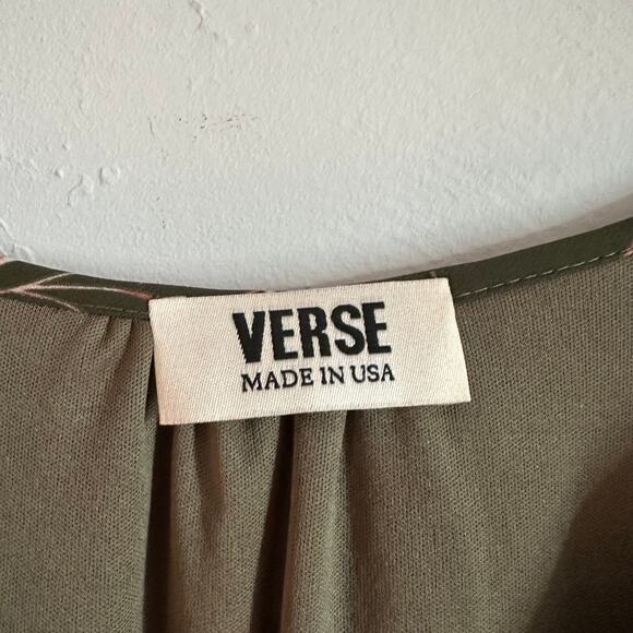 Verse Green Floral Roll Tab Sleeve Shift Dress - Picture 6 of 7